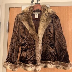 Allen B. Brown Faux Fur Trimmed Jacket